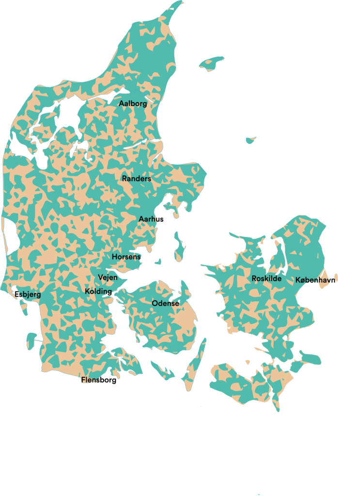 5G dækningskort for Danmark 100 MB